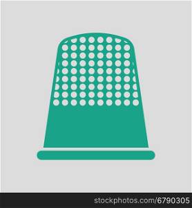 Tailor thimble icon. Gray background with green. Vector illustration.
