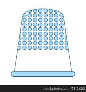 Tailor Thimble Icon. Thin Line With Blue Fill Design. Vector Illustration.
