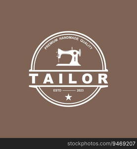 Tailor vector logo design. Sewing old machine icon. Textile emblem. brand company