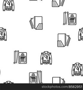 Tailor Worker Sewing Occupation Vector Seamless Pattern Thin Line Illustration. Tailor Worker Sewing Occupation vector seamless pattern