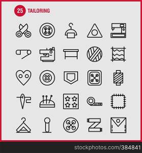 Tailoring Line Icon Pack For Designers And Developers. Icons Of Knit, Machine, Scissors, Sewing, Buttons, Knit, Machine, Sewing, Vector