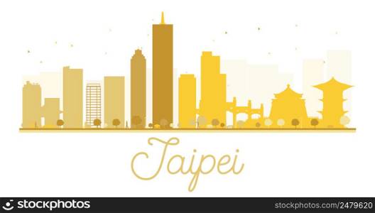 Taipei City skyline golden silhouette. Vector illustration. Simple flat concept for tourism presentation, banner, placard or web site. Business travel concept. Cityscape with landmarks