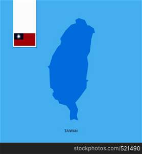 Taiwan Country Map with Flag over Blue background. Vector EPS10 Abstract Template background