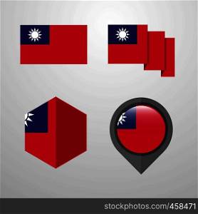 Taiwan flag design set vector