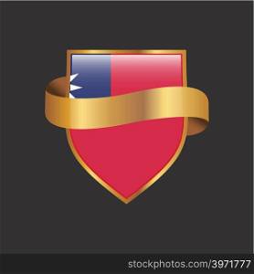 Taiwan flag Golden badge design vector
