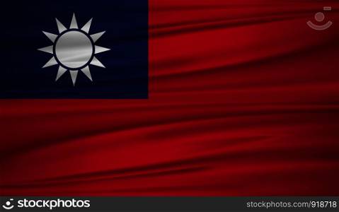 Taiwan flag vector. Vector flag of Taiwan blowig in the wind. EPS 10.
