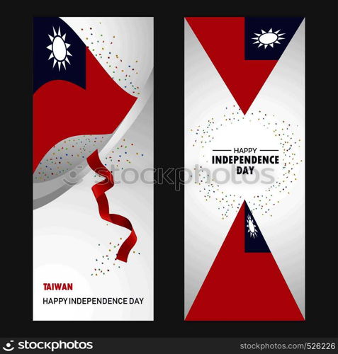 Taiwan Happy independence day Confetti Celebration Background Vertical Banner set