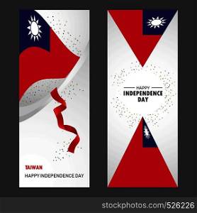 Taiwan Happy independence day Confetti Celebration Background Vertical Banner set