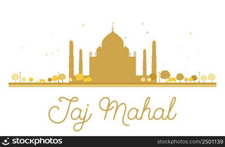 Taj Mahal golden silhouette. Vector illustration. Simple flat concept for tourism presentation, banner, placard or web site. Taj Mahal isolated on white background