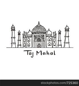 Taj Mahal hand drawn illustration. Vector sketch art. Poster print design. Taj Mahal hand drawn illustration. Vector sketch art. Poster print design.