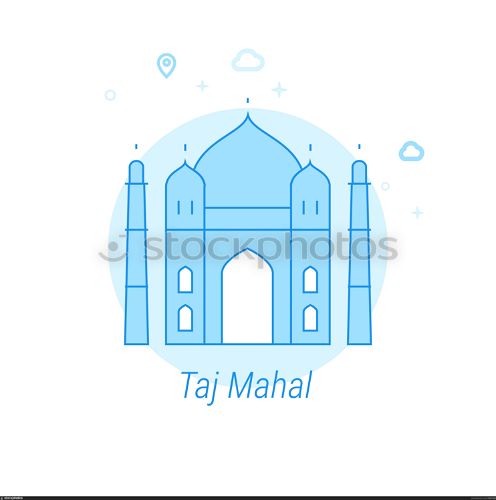 Taj Mahal, India Flat Vector Icon. Historical Landmarks Related Illustration. Light Flat Style. Blue Monochrome Design. Editable Stroke. Adjust Line Weight. Design with Pixel Perfection.. Taj Mahal, India Flat Vector Illustration, Icon. Light Blue Monochrome Design. Editable Stroke