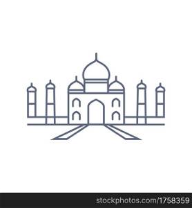 Taj mahal line icon - indian palace simple linear pictogram on white background. Vector illustration. Taj mahal line icon - indian palace simple linear pictogram on white background. Vector illustration.