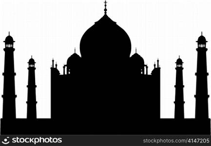 Taj mahal temple silhouette. Vector illustration for design use.