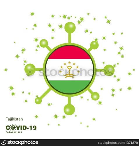 Tajikistan Coronavius Flag Awareness Background. Stay home, Stay Healthy. Take care of your own health. Pray for Country