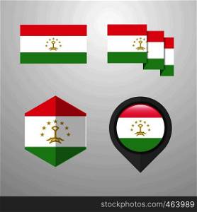 Tajikistan flag design set vector