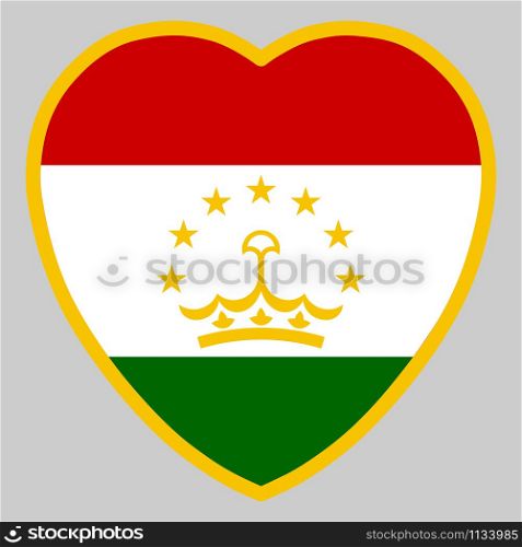 Tajikistan Flag In Heart Shape Vector illustration eps 10.. Tajikistan Flag In Heart Shape Vector illustration eps 10