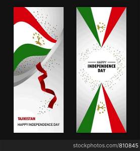 Tajikistan Happy independence day Confetti Celebration Background Vertical Banner set