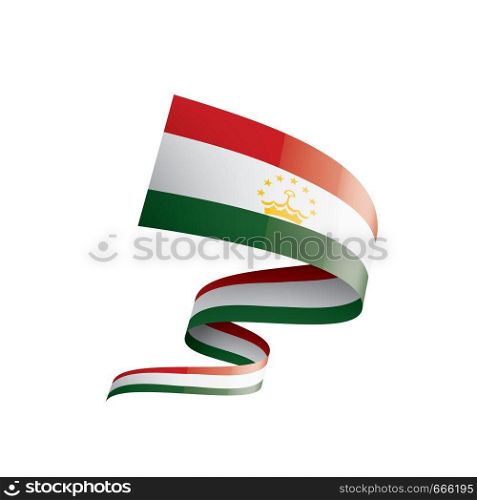 Tajikistan national flag, vector illustration on a white background. Tajikistan flag, vector illustration on a white background