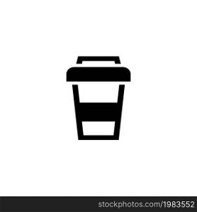 Take Away Coffee, Cup To Go. Flat Vector Icon illustration. Simple black symbol on white background. Take Away Coffee, Cup To Go sign design template for web and mobile UI element. Take Away Coffee, Cup To Go Vector Icon