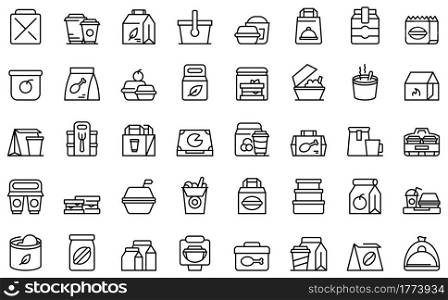 Take away food and drinks icon. Outline take away food and drinks vector icon for web design isolated on white background. Take away food and drinks icon, outline style