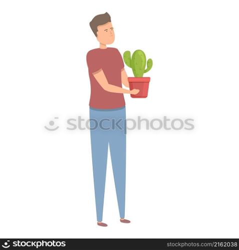 Take cactus pot icon cartoon vector. Company cleaner. House service. Take cactus pot icon cartoon vector. Company cleaner