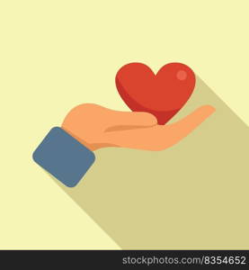 Take care of heart icon flat vector. Heart help. Love life. Take care of heart icon flat vector. Heart help