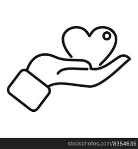 Take care of heart icon outline vector. Heart help. Love life. Take care of heart icon outline vector. Heart help