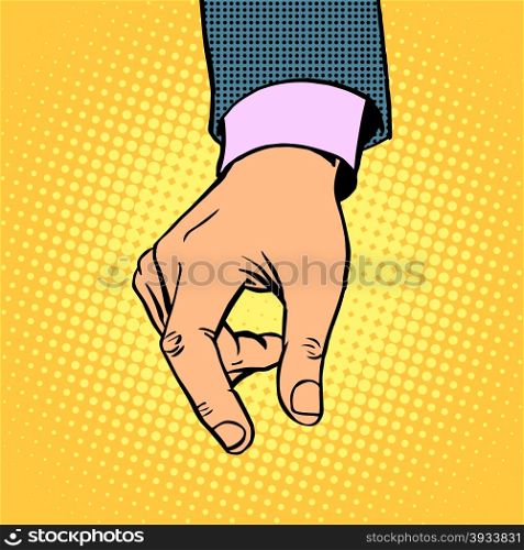 take contribution gesture hand business concept pop art retro style. take contribution gesture hand business concept