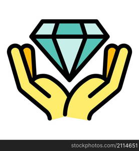 Take diamond prize icon. Outline take diamond prize vector icon color flat isolated. Take diamond prize icon color outline vector