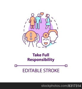 Take full responsibility concept icon. Fixing relationship abstract idea thin line illustration. Lack of accountability. Isolated outline drawing. Editable stroke. Arial, Myriad Pro-Bold fonts used. Take full responsibility concept icon