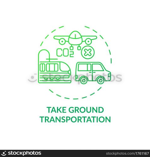 Take ground transportation concept icon. Sustainable tour tips. Spending bit more time traveling by bus or automobile idea thin line illustration. Vector isolated outline RGB color drawing. Take ground transportation concept icon