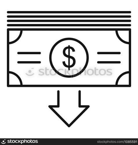 Take money cash icon. Outline take money cash vector icon for web design isolated on white background. Take money cash icon, outline style