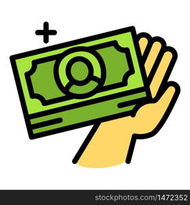 Take money cash icon. Outline take money cash vector icon for web design isolated on white background. Take money cash icon, outline style