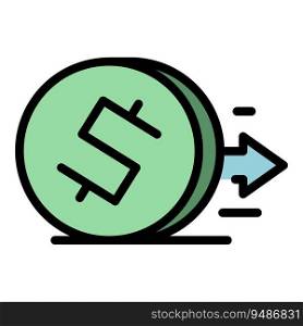 Take money coin icon outline vector. Send mobile. Wallet bank color flat. Take money coin icon vector flat