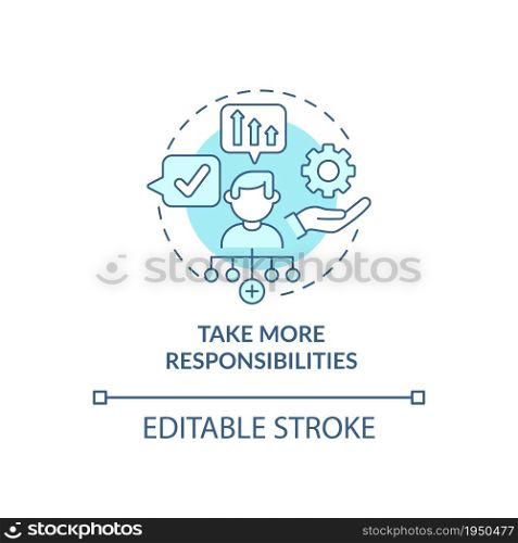 Take more responsibility blue concept icon. Personal trait for employee. Career advancement abstract idea thin line illustration. Vector isolated outline color drawing. Editable stroke. Take more responsibility blue concept icon