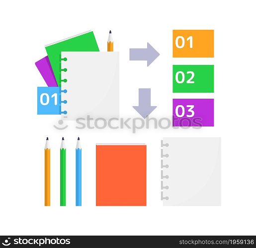 Take notes for education infographic chart design element set. Abstract vector symbols for infochart with blank copy spaces. Kit with shapes for instructional graphics. Visual data presentation. Take notes for education infographic chart design element set