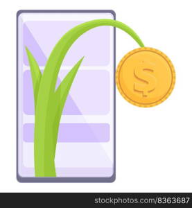 Take online coin icon cartoon vector. Money funnel. Profit check. Take online coin icon cartoon vector. Money funnel