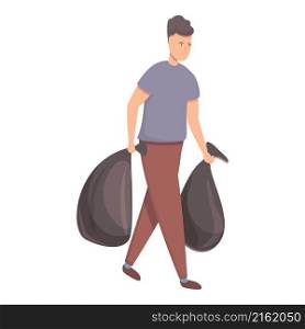 Take out garbage bag icon cartoon vector. Company cleaner. Domestic professional. Take out garbage bag icon cartoon vector. Company cleaner