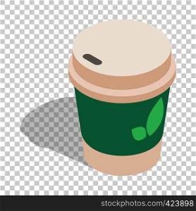 Take out tea cup isometric icon 3d on a transparent background vector illustration. Take out tea cup isometric icon