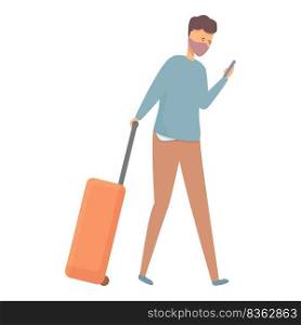 Take phone with mask icon cartoon vector. Travel trip. Airport summer. Take phone with mask icon cartoon vector. Travel trip