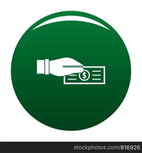 Take tax icon. Simple illustration of take tax vector icon for any design green. Take tax icon vector green
