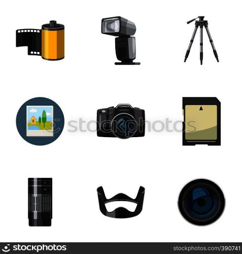 Taking photo icons set. Cartoon illustration of 9 taking photo vector icons for web. Taking photo icons set, cartoon style