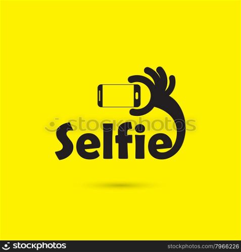 Taking selfie portrait photo on smart phone concept icon. Selfie concept design element. Vector illustration
