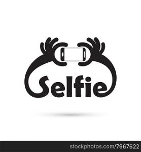 Taking selfie portrait photo on smart phone concept icon. Selfie concept design element. Vector illustration
