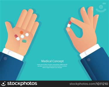 taking the pills concept of medical vector illustration eps10