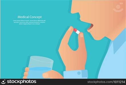 taking the pills concept of medical vector illustration eps10