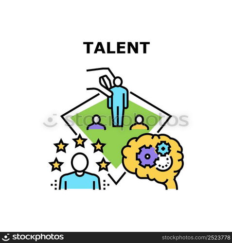 Talent Employee Vector Icon Concept. Talent Employee And Creative Occupation, Manager Thinking And Searching Idea For Startup. Employer Professional Business And Career Color Illustration. Talent Employee Vector Concept Color Illustration