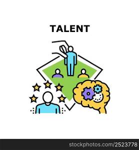 Talent Employee Vector Icon Concept. Talent Employee And Creative Occupation, Manager Thinking And Searching Idea For Startup. Employer Professional Business And Career Color Illustration. Talent Employee Vector Concept Color Illustration