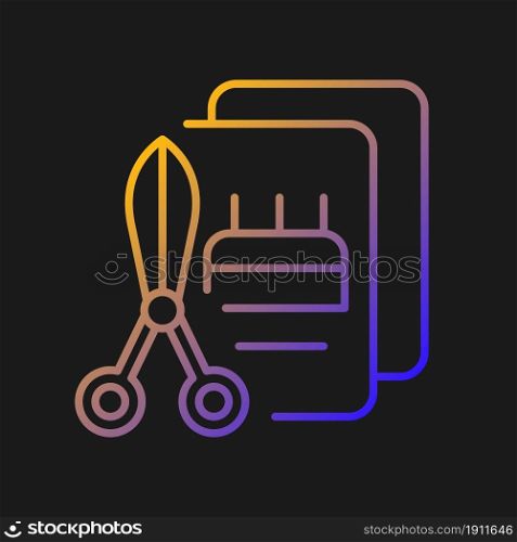 Talent for crafts gradient vector icon for dark theme. Tools for handicraft. Craftsmanship art. Decorative craft. Thin line color symbol. Modern style pictogram. Vector isolated outline drawing. Talent for crafts gradient vector icon for dark theme