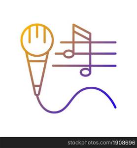 Talent for singing gradient linear vector icon. Vocal lessons and training. Performing song and music. Talented singer. Thin line color symbol. Modern style pictogram. Vector isolated outline drawing. Talent for singing gradient linear vector icon